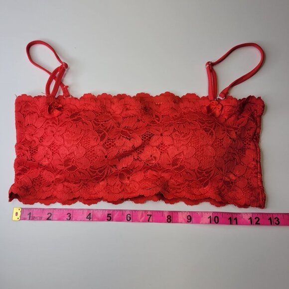 Sexy Red Bralette Crop Top Lace Bandeau Adjustable Straps Removable Pads - NEW - Picture 3 of 8